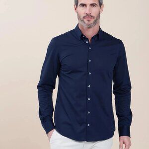R2 Amsterdam Dark Blue Knitted Piquet Shirt